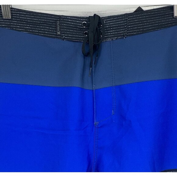 Hurley Mens Board Shorts Size 31 Blue Black Stripe Swim Surf Beach Pool EUC - Picture 3 of 10